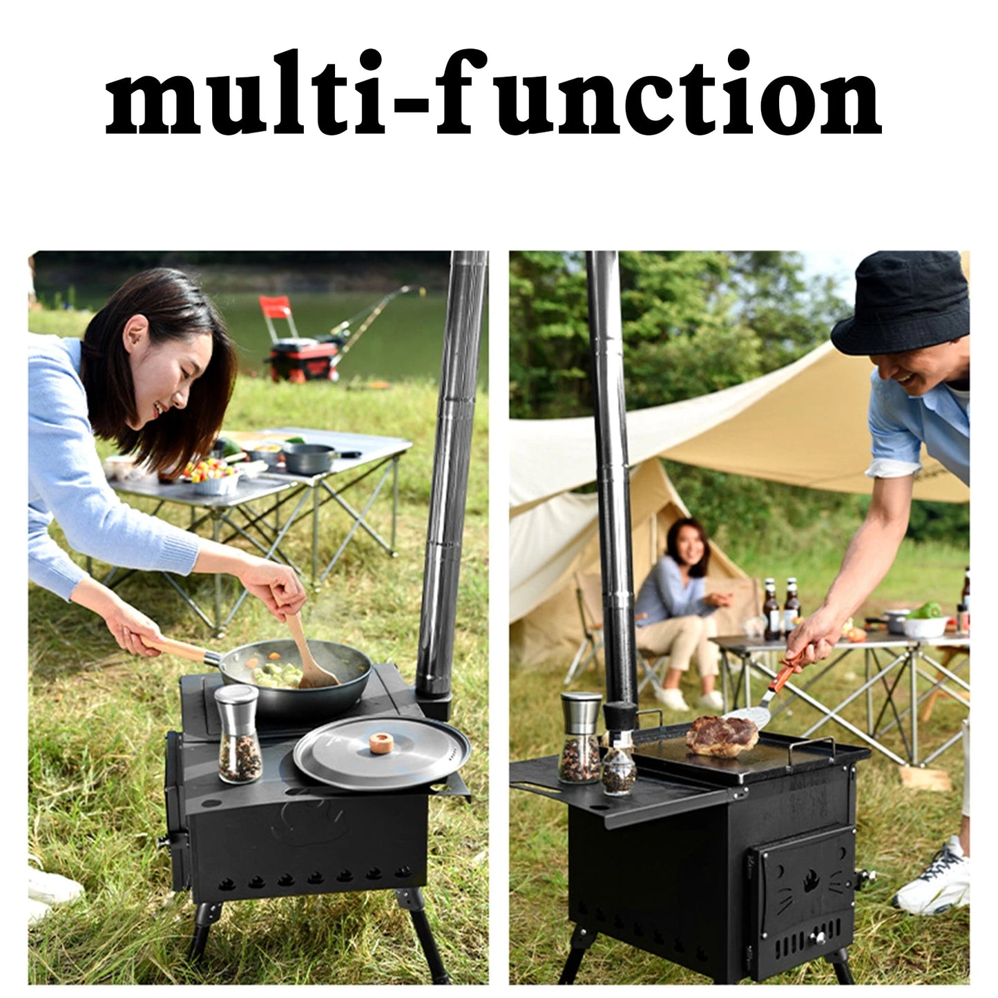 Portable Wood Burning Camping Stove With Folding Design And Ignition