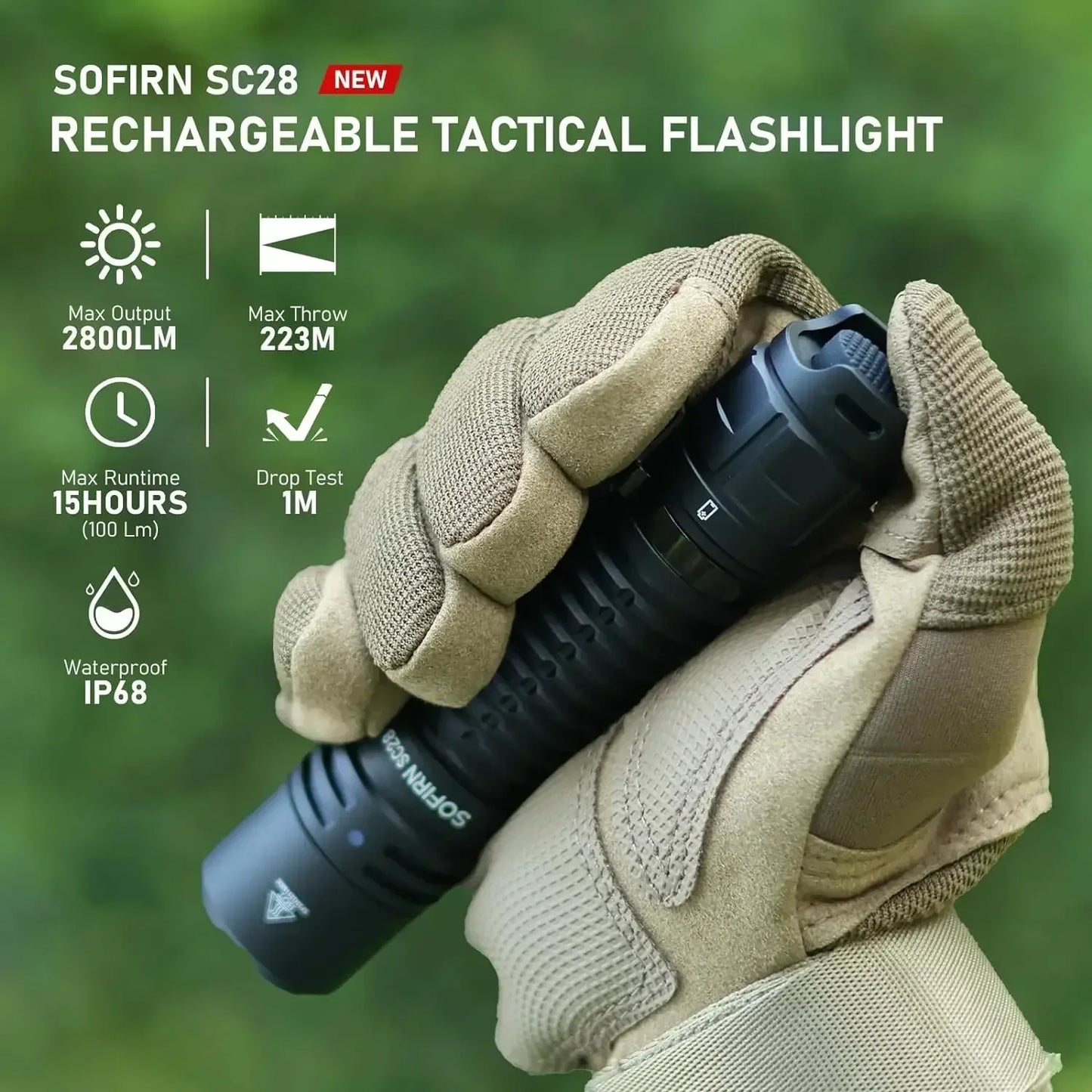 Sofirn SC28 2800 Lumen Rechargeable LED Flashlight XHP50B