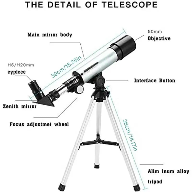 Kids Professional Monocular Telescope 18X 27X 60X 90X With Finderscope