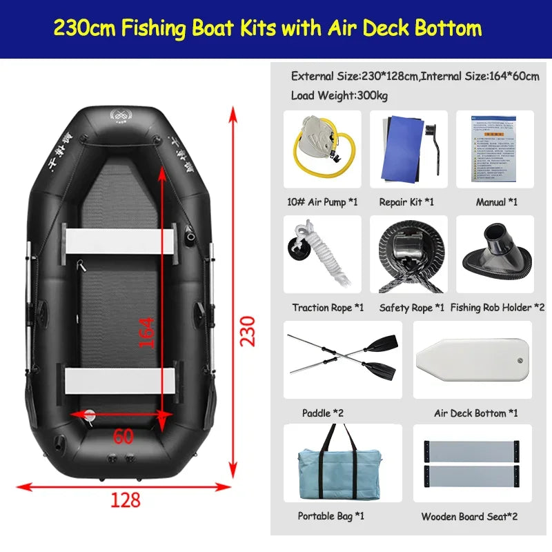 IHOMEINF Foldable Inflatable Boat Raft for Adults Dinghy TearResistant