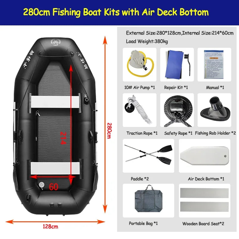 IHOMEINF Foldable Inflatable Boat Raft for Adults Dinghy TearResistant