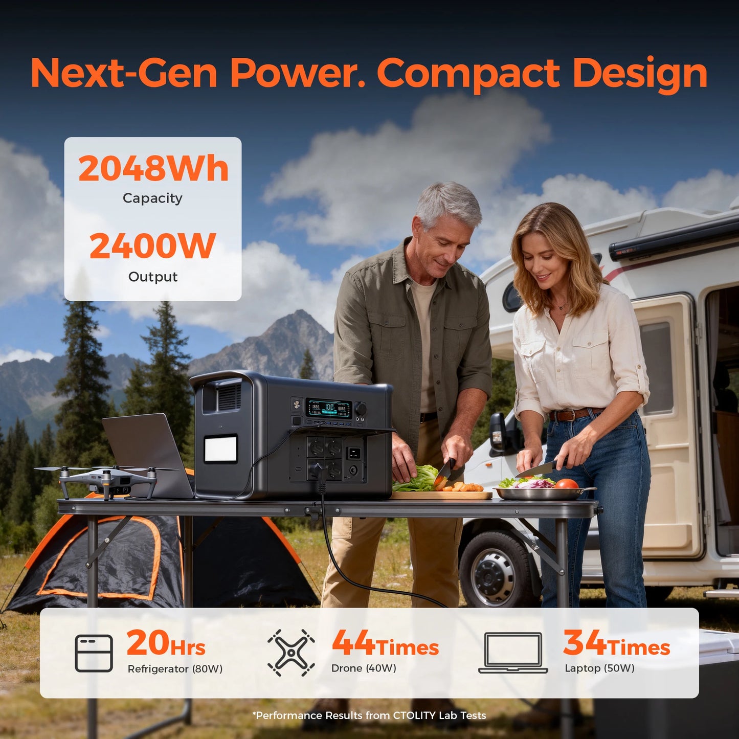 CTOLITY Portable Power Station 2400W LiFePO4 Solar Generator 1024Wh