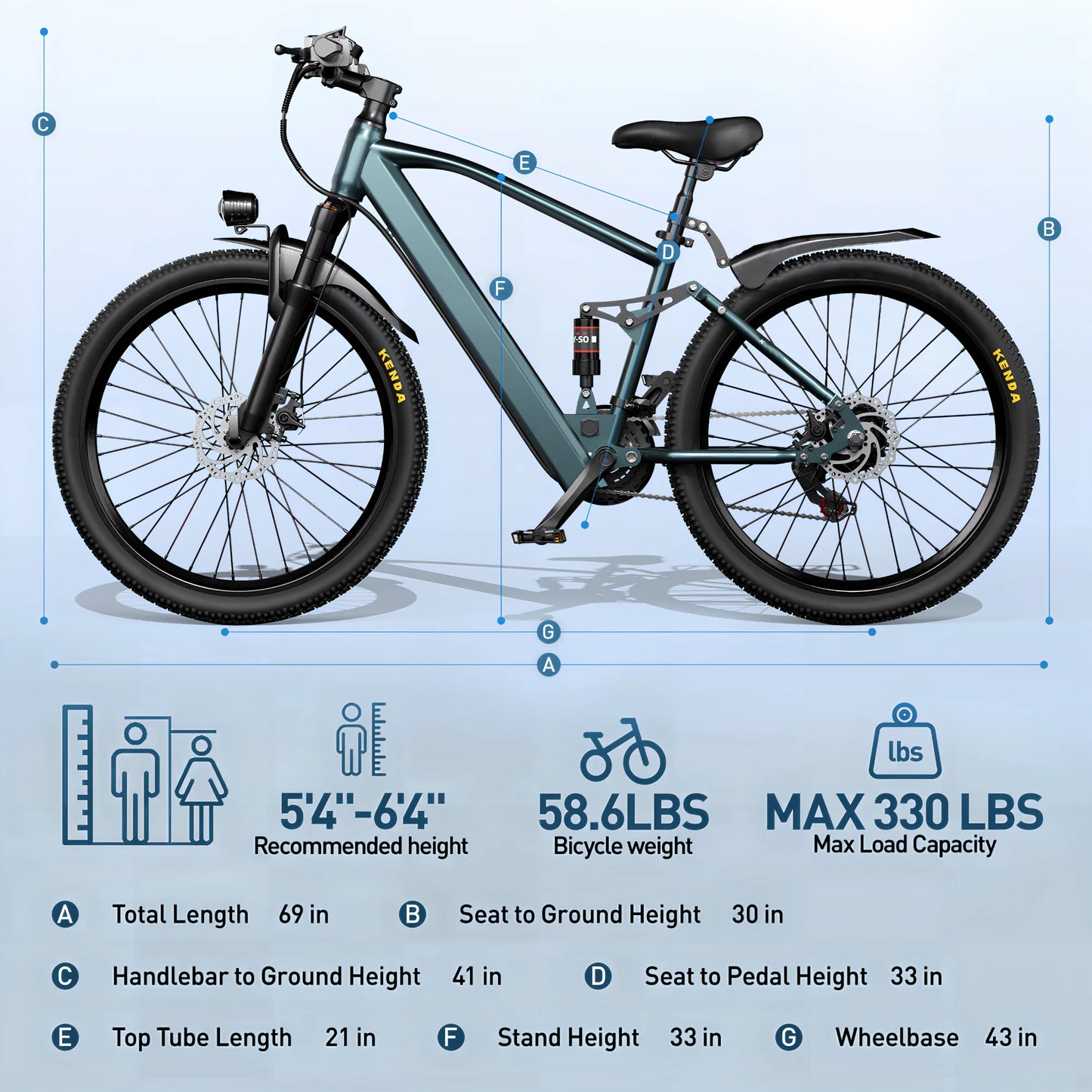 EOEOTWO GT900 750W Electric Mountain Bike With Full Suspension UL 2849 Certified