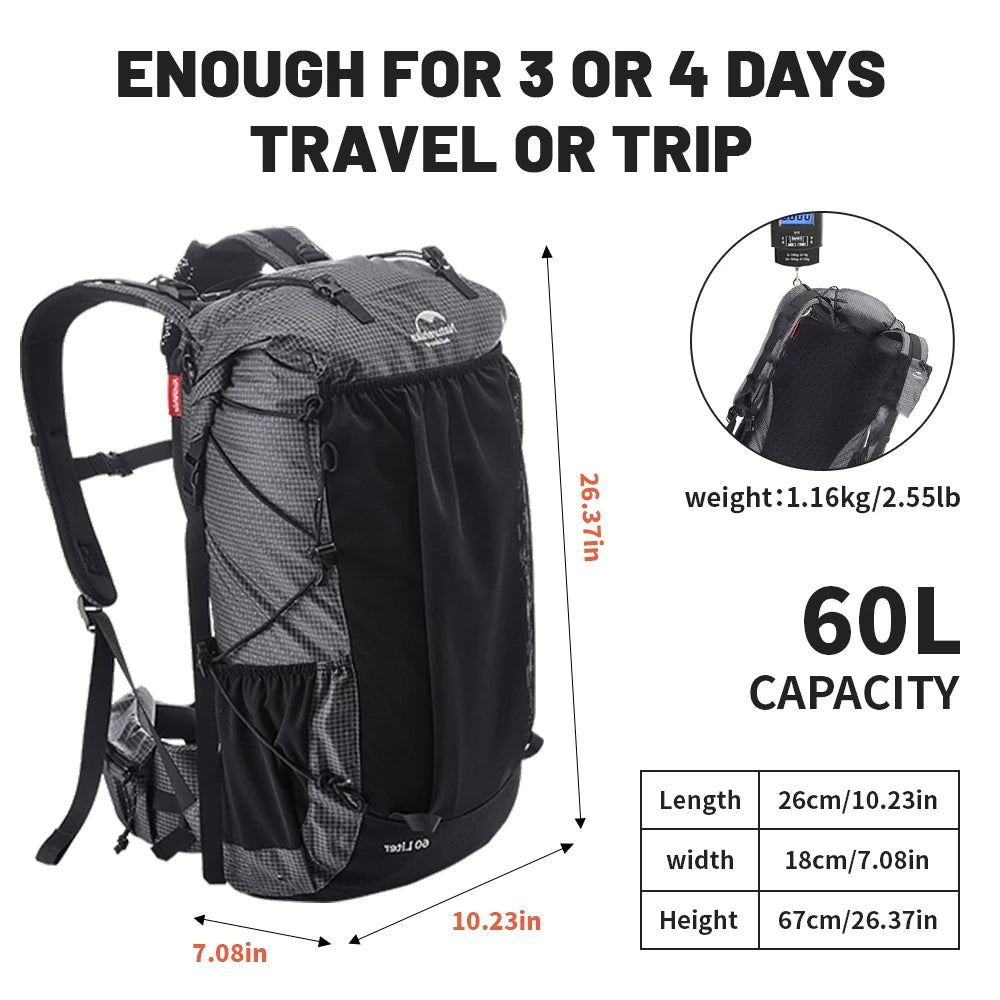 Naturehike Ultralight Camping Backpack Large Capacity Travel Pack