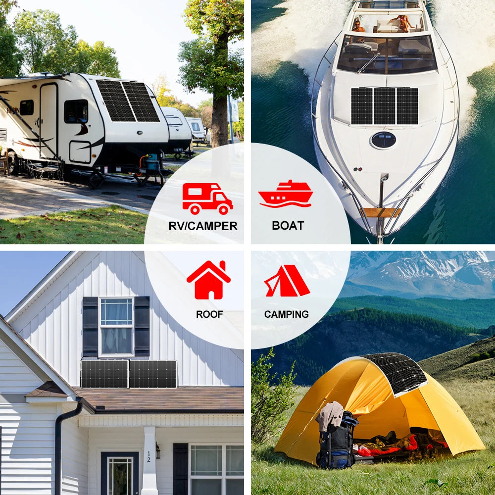 DOKIO 18V 100W Flexible Monocrystalline Solar Panel For RV Camping