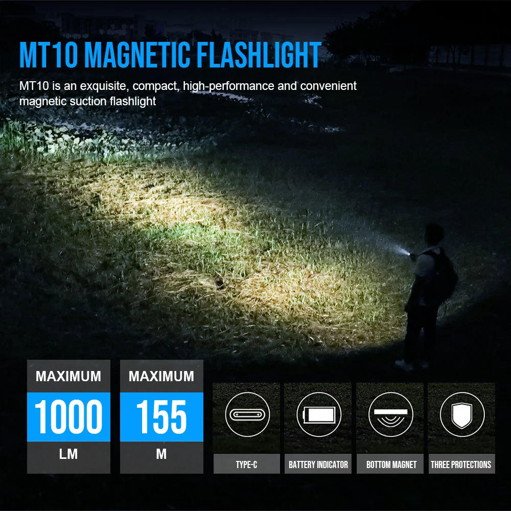 TrustFire MT10 1000 Lumen USB C Rechargeable LED Flashlight Magnet