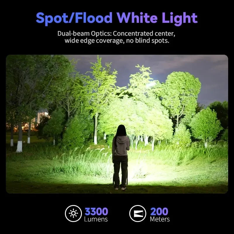 Sofirn SR23 UV Flashlight 3300LM Dual Switch USB C Rechargeable