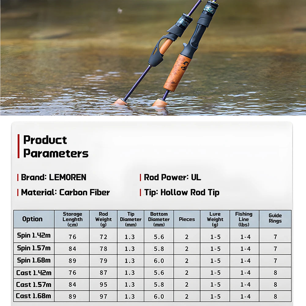 UL Ultra Light Carbon Fiber Lure Rod Spinning Casting