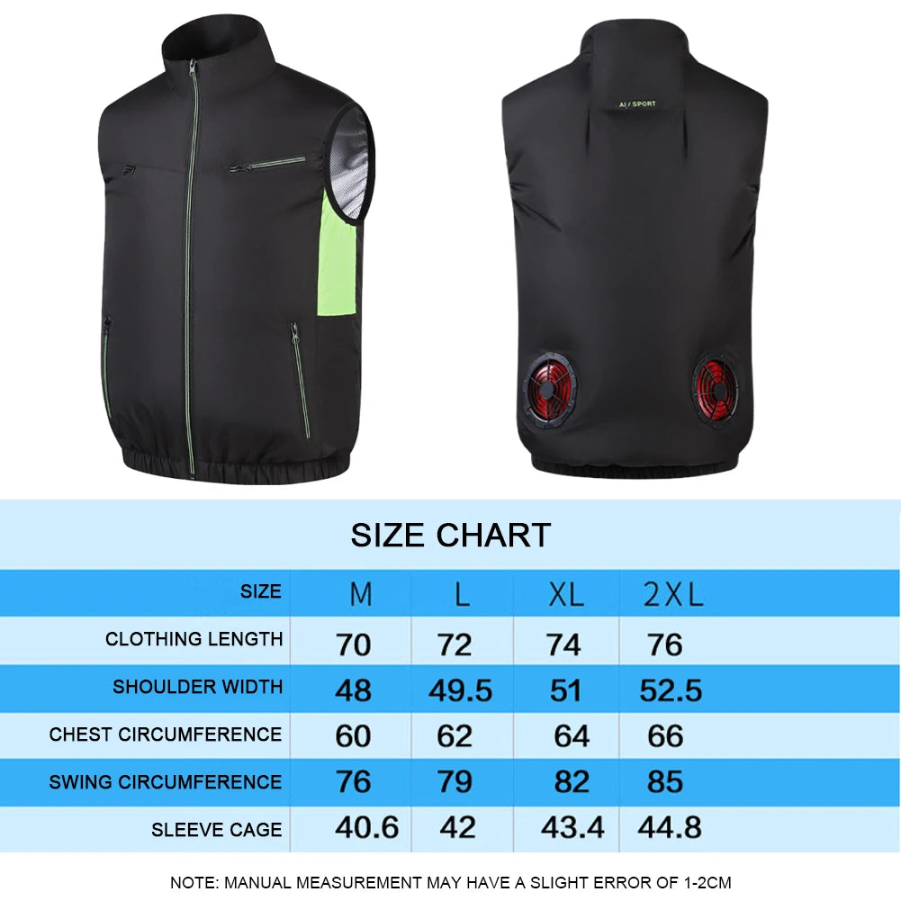 Cooling Vest With Wearable Fan For Heat Relief For Workers