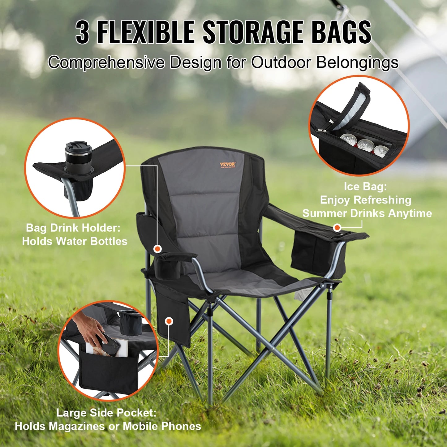 SucceBuy Ultralight Outdoor Camping Chair 350Lb Load Folding Seat