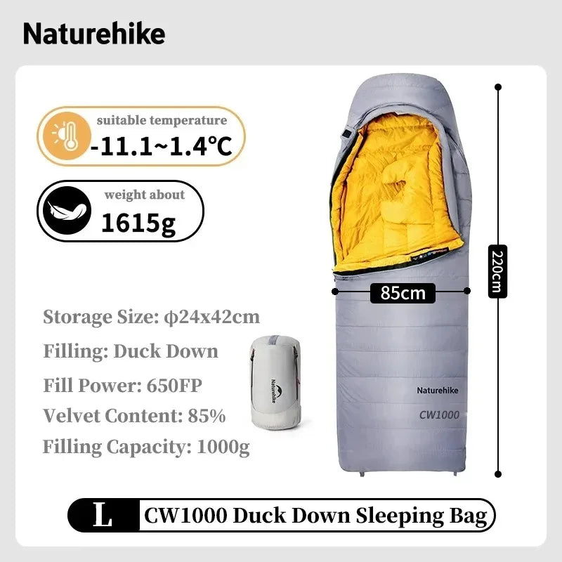Naturehike CW700 Ultralight Winter Duck Down Sleeping Bag 650FP Waterproof
