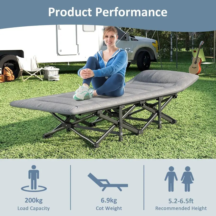 Foldable Camping Cot For Adults With Builtin Mattress And Pillow