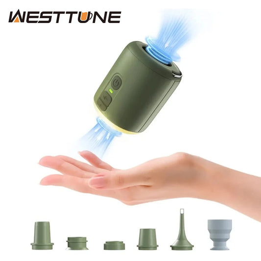 WESTTUNE Tiny Air Pump With Camping Lantern For Inflatable Mattress