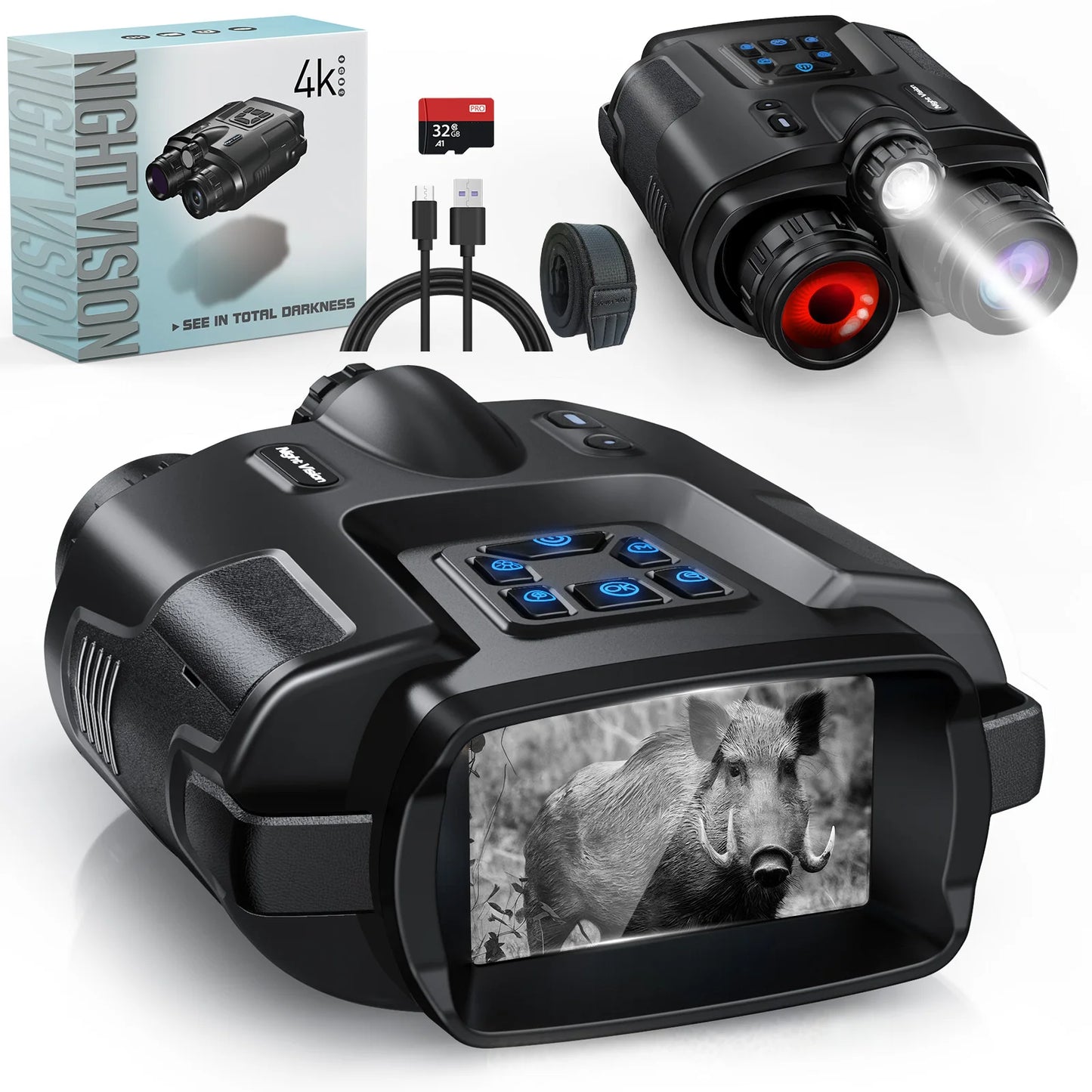 DIYIMINE Night Vision Binoculars 4K Infrared For Hunting 8X Zoom
