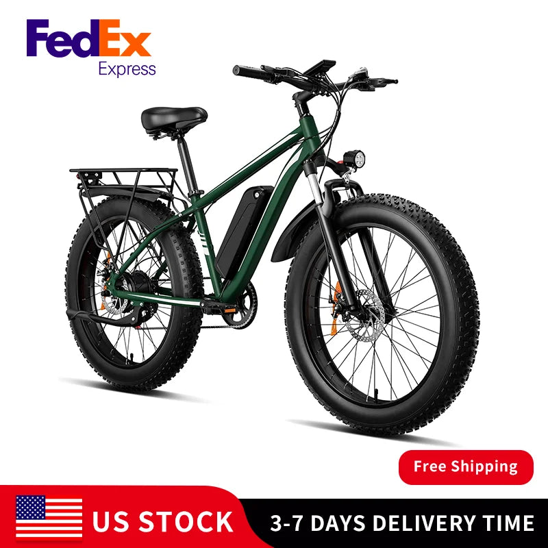 Electric Fat Tire 1000W 48V E Bike With Dual Suspension