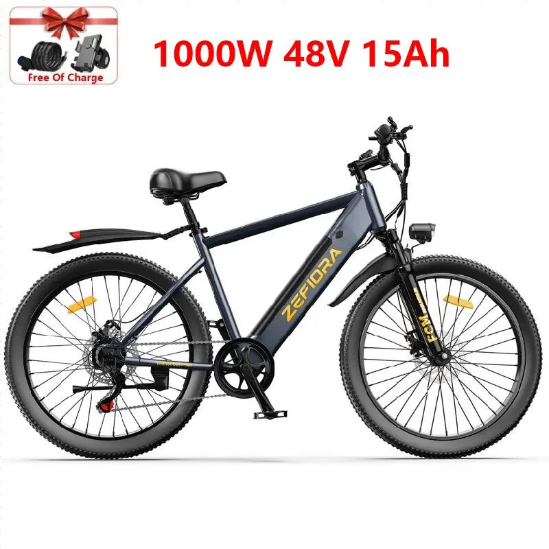 ZEFIORA 1000W Electric Mountain Bike with 48V Battery