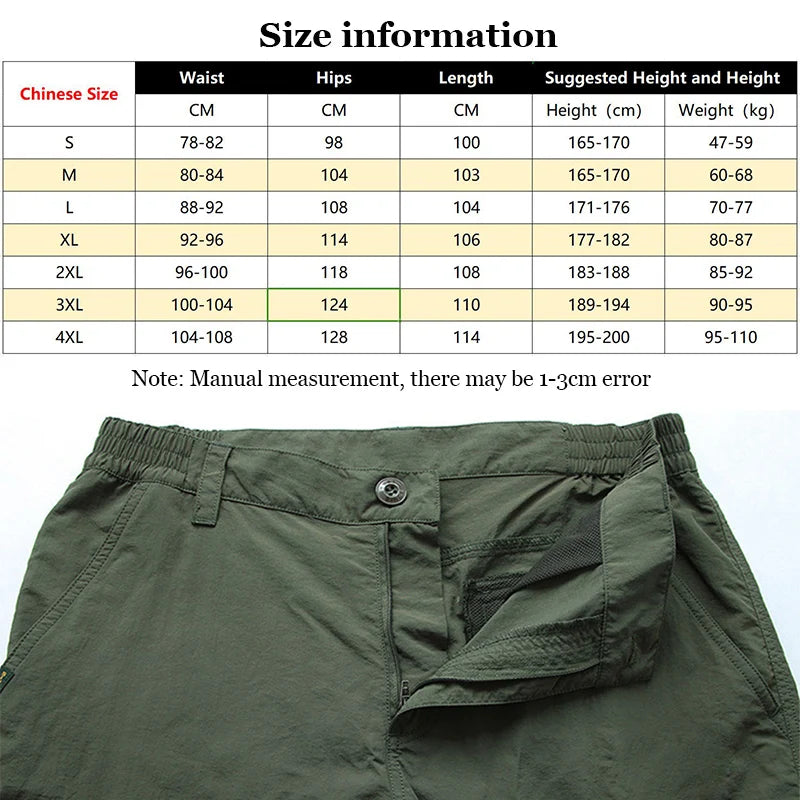 NONECN Mens Summer Tactical Cargo Pants Lightweight Waterproof Outdoor Hiking