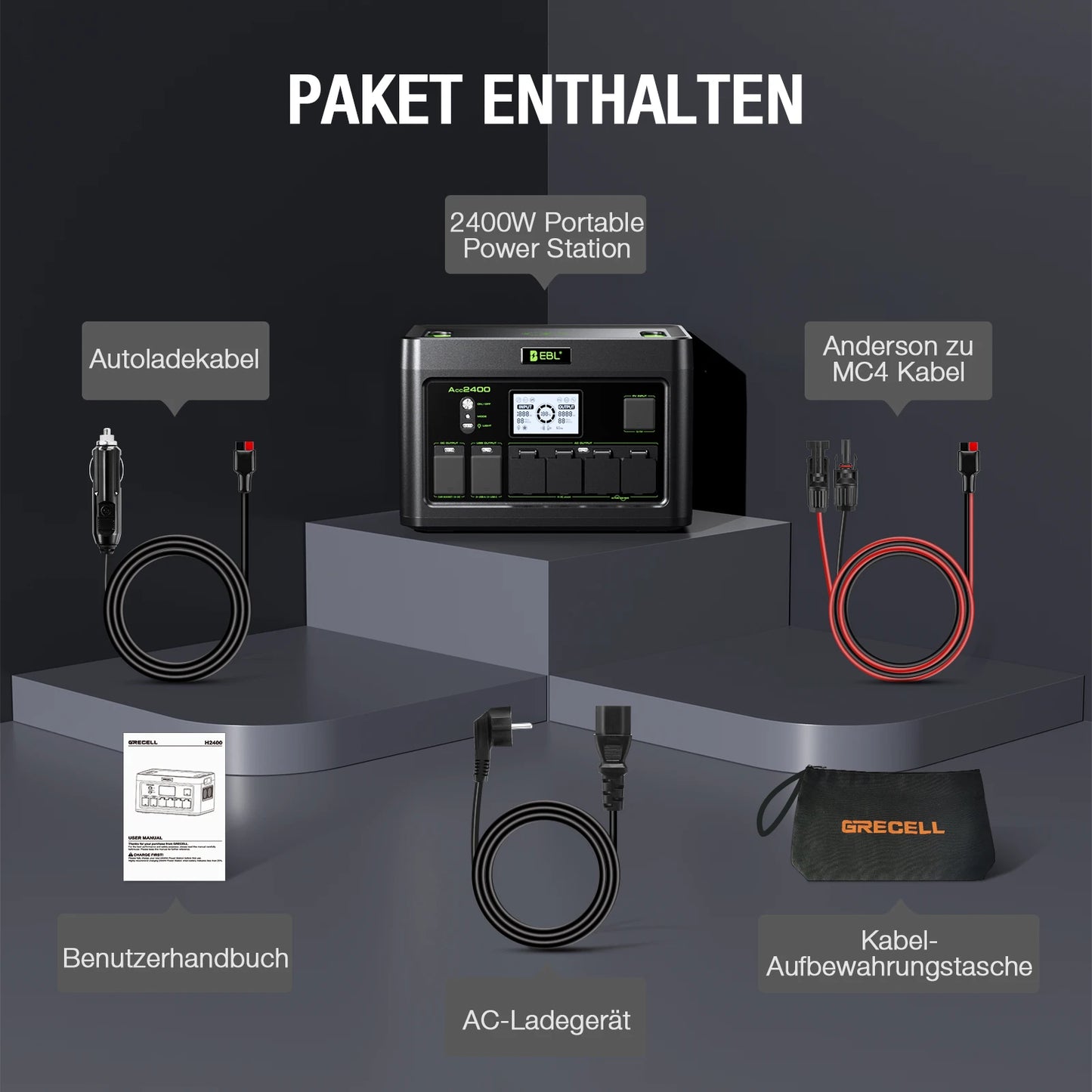 Portable Power Station 1843Wh 2400W Pure Sine Wave Battery EB2400