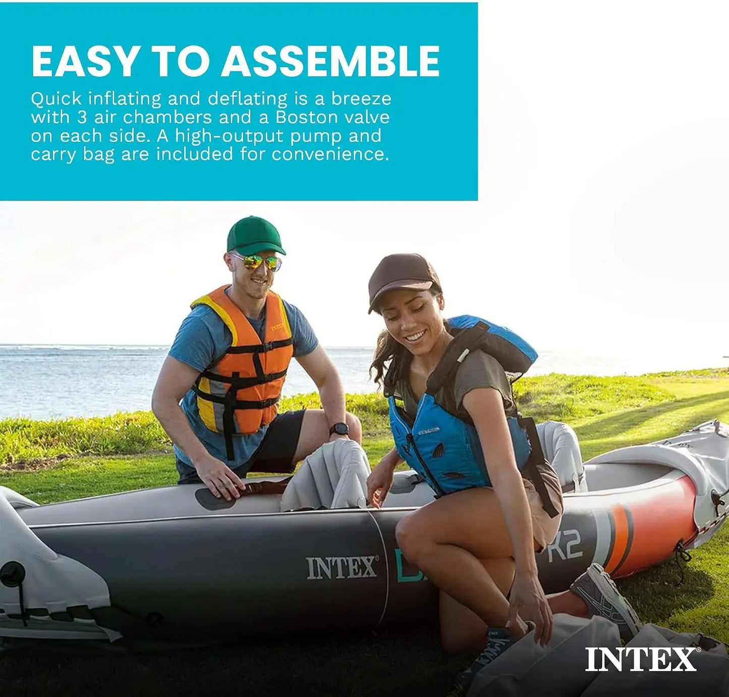 2-Person Inflatable Kayak Set With Aluminum Oars And Pump