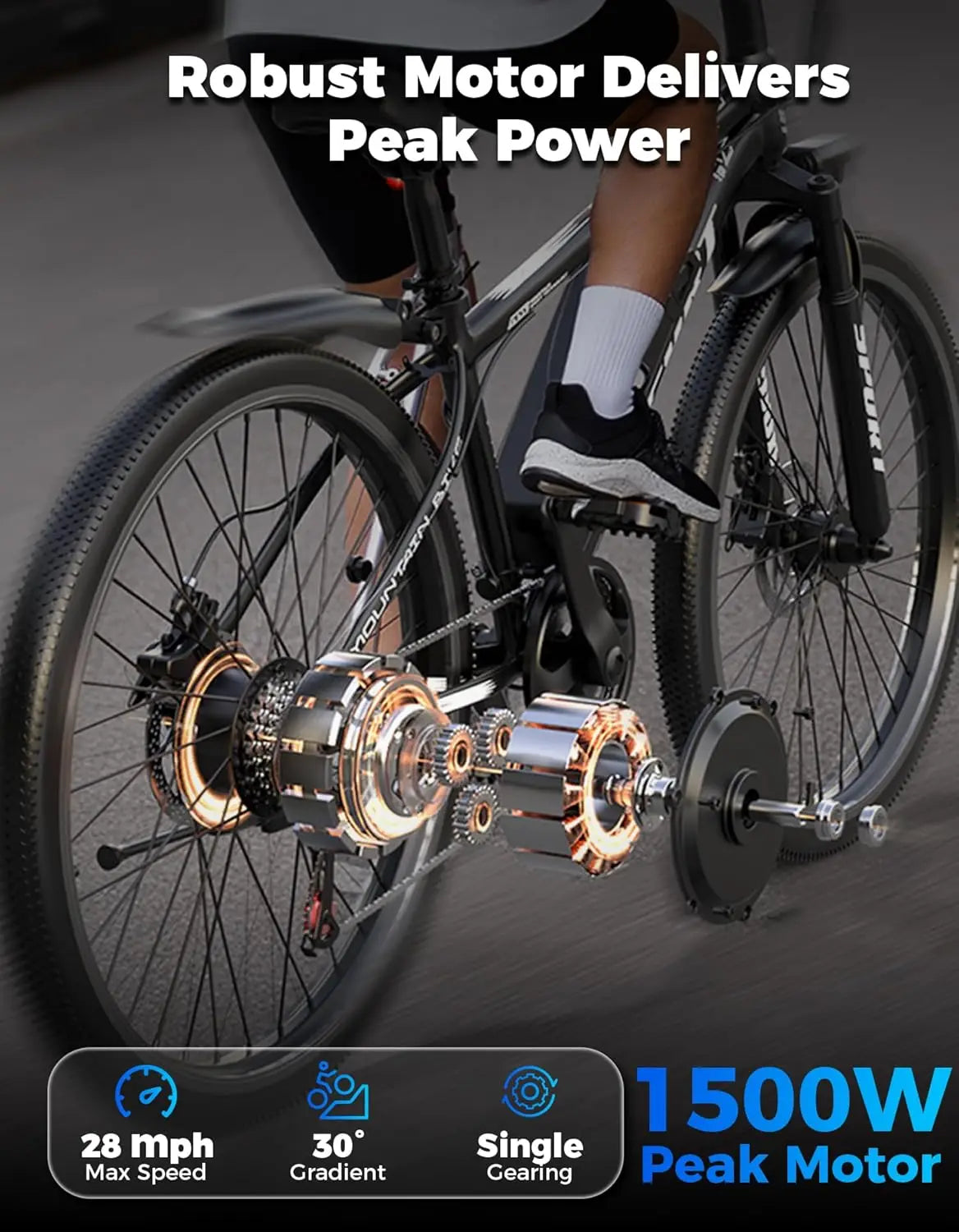 Electric Bike For Adults 1500W Mountain Ebike 25 MPH