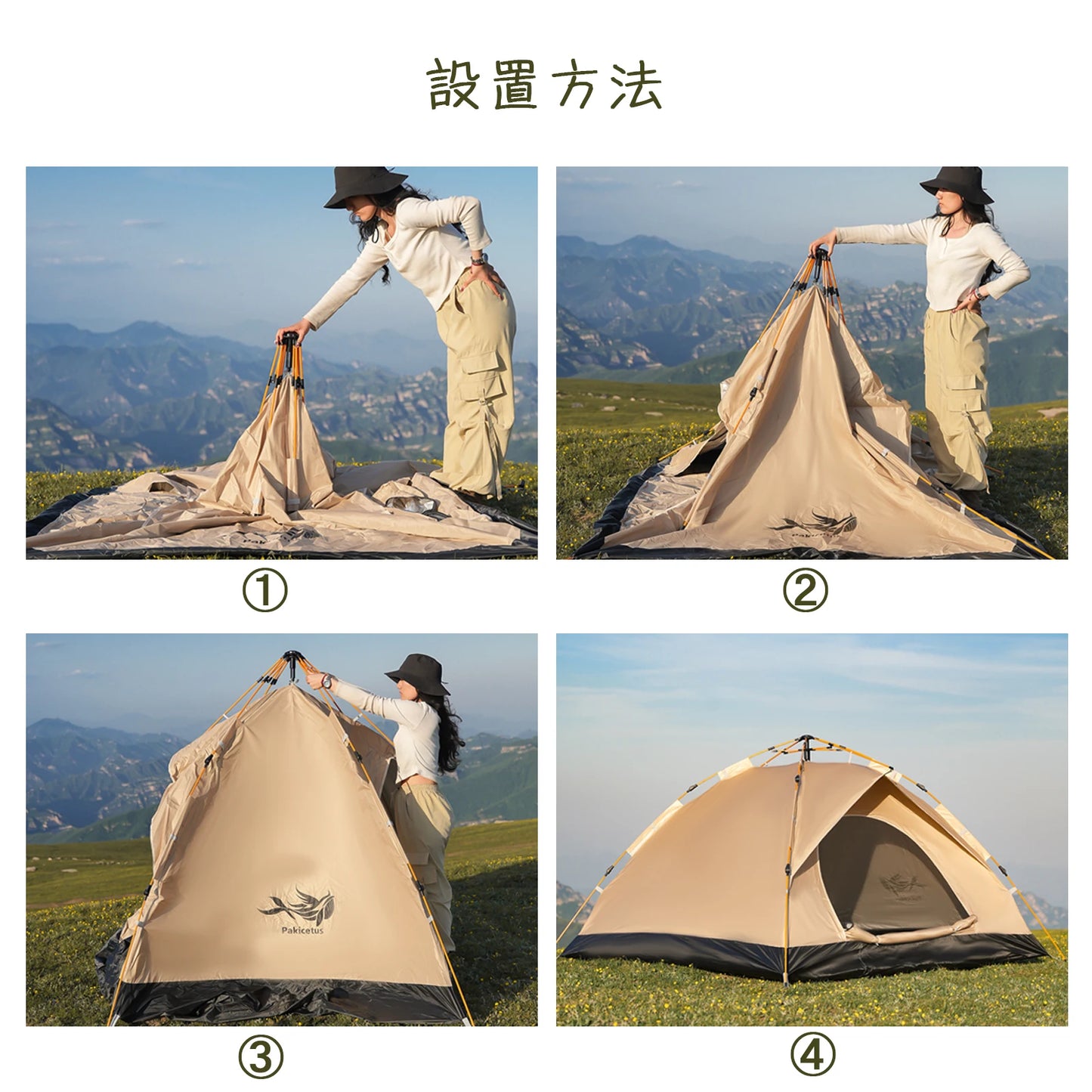 Pakicetus 3-4 Person Windproof Camping Tent For Family Travel