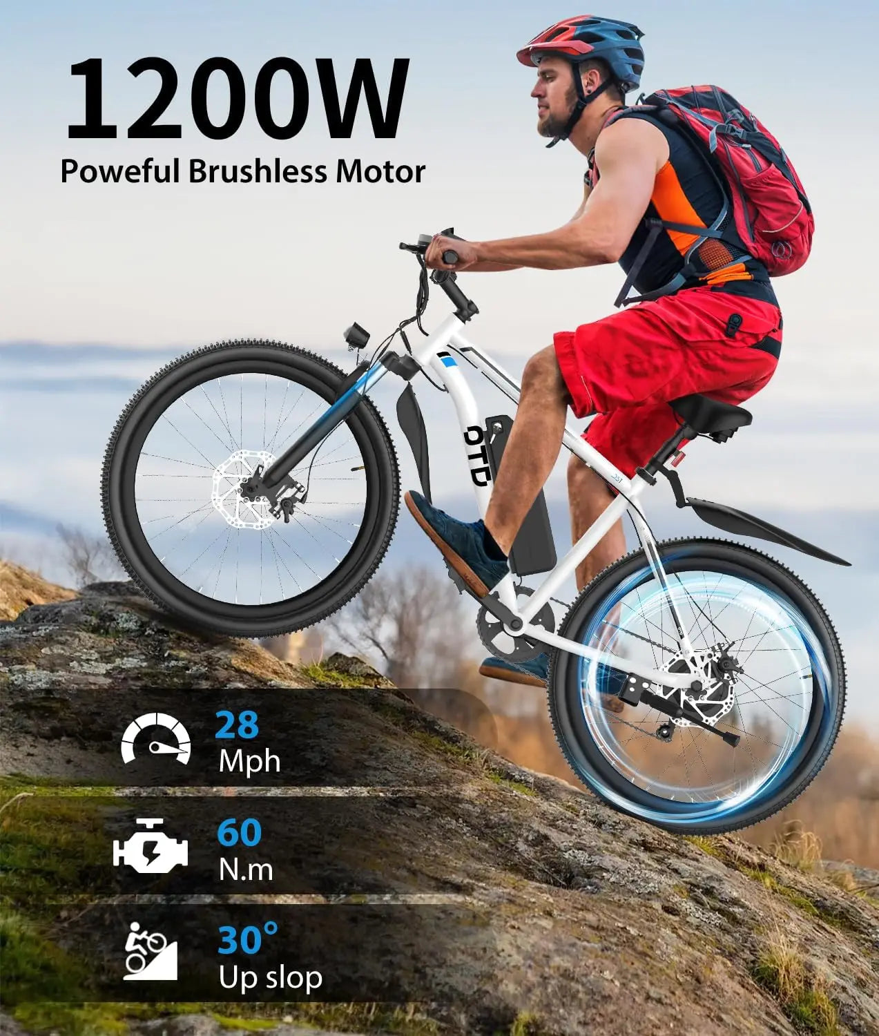 Electric Bike For Adults 1200W Peak 28MPH 90 Miles Ebikes