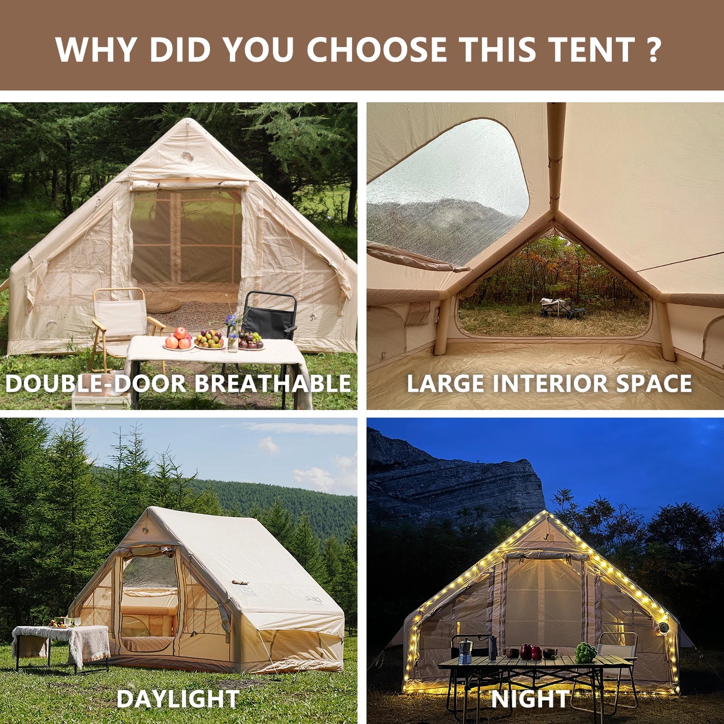 Pakicetus Inflatable Tent With Skylight Quick Setup For Six