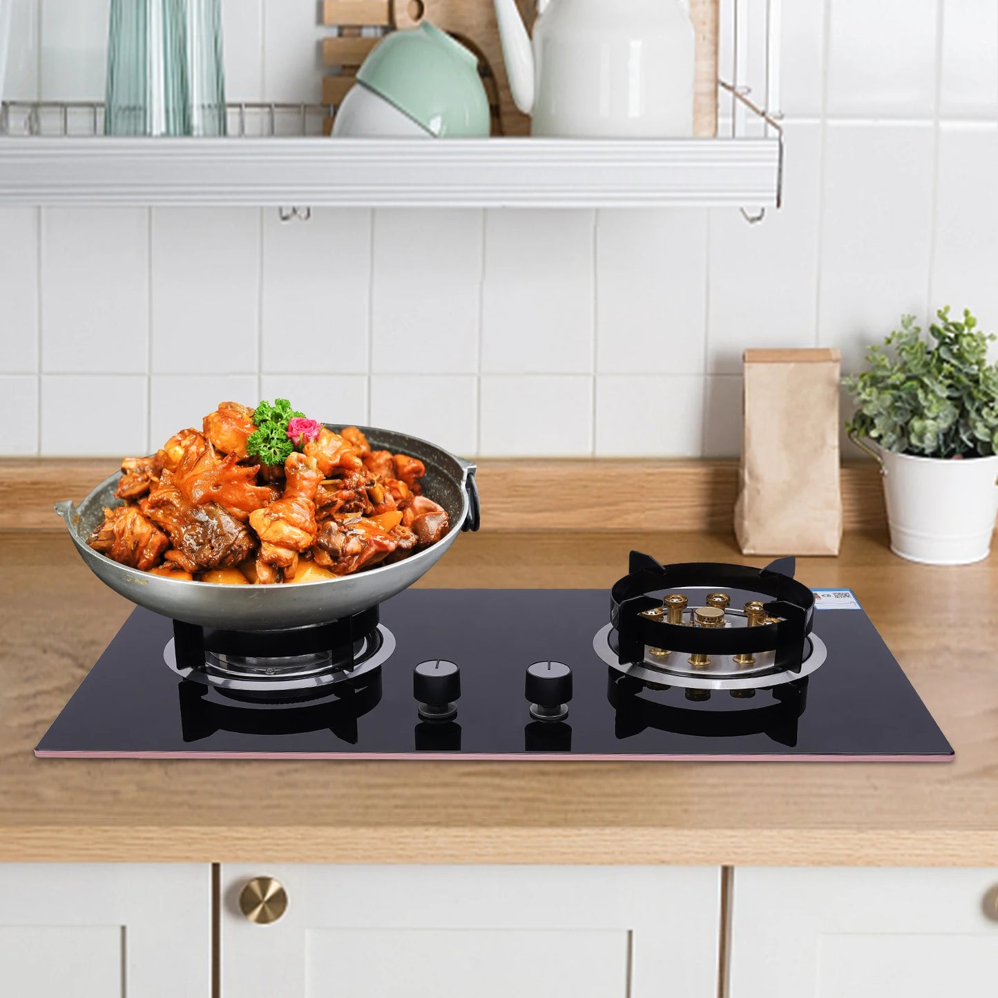 NONE Double Gas Stove Hob Natural Gas Stainless Steel