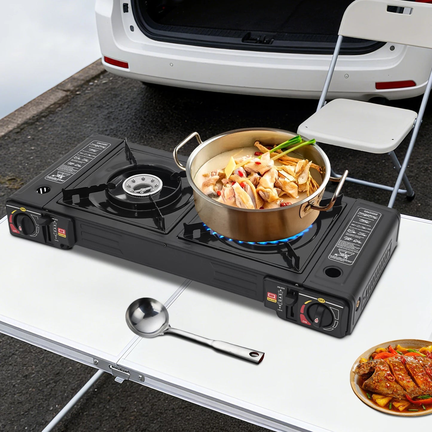 Camping Stove 2 Burner 2500W Butane Gas Burner for Outdoor