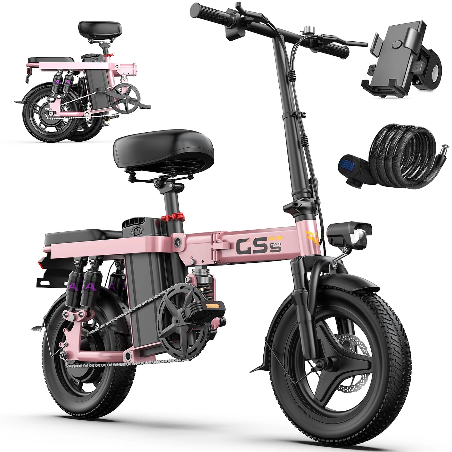 UPlee GS5 Folding Electric Bike 48V 15Ah Battery 20 MPH