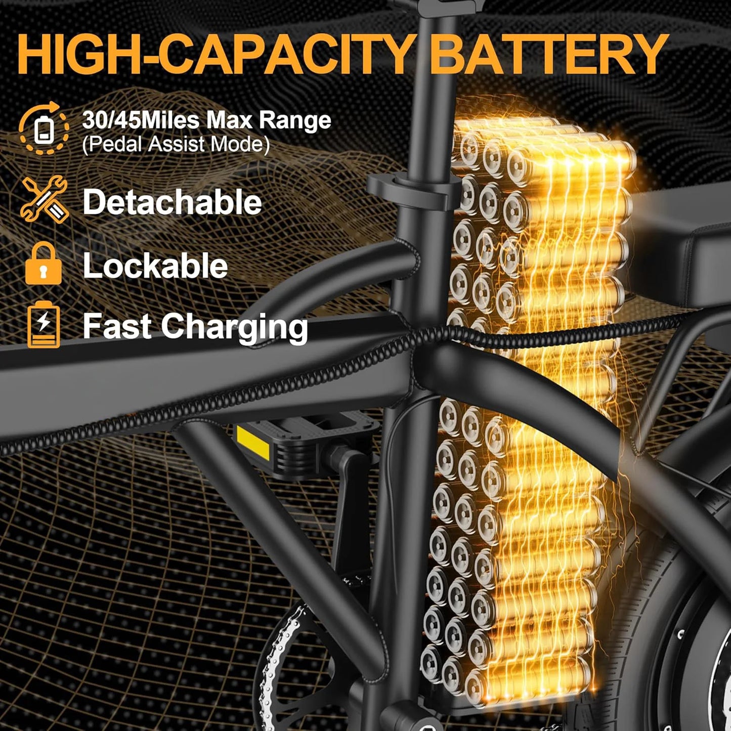 Ladped Foldable Electric Bike 500W 48V Long Range Dual Seat