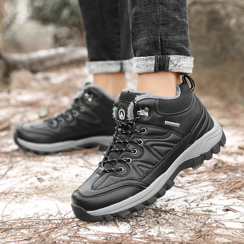 Senlongbaocn Winter Mens Snow Boots Leather Waterproof
