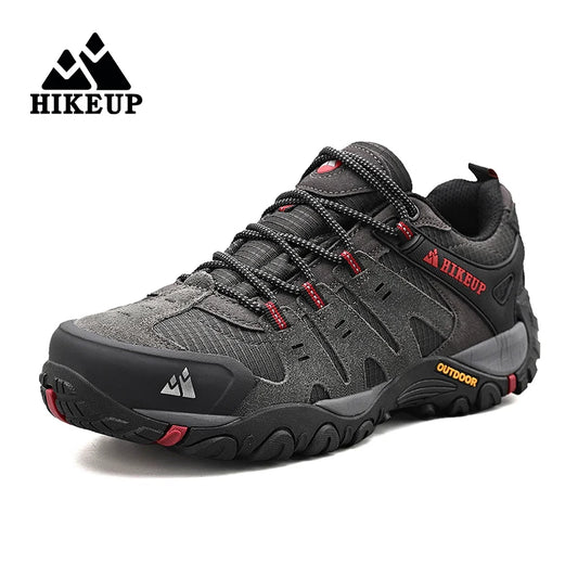 Hikeup Men's Hiking Shoes Suede Leather Outdoor Wear Resistant Trekking