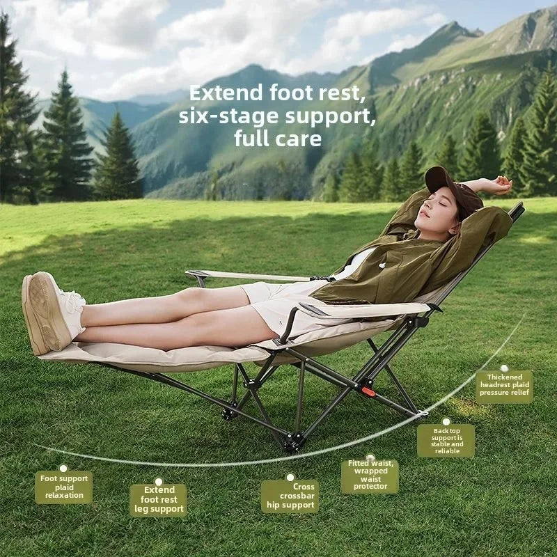 LIUSHADUOLA Folding Recliner Portable Camping Chair with Adjustable Backrest