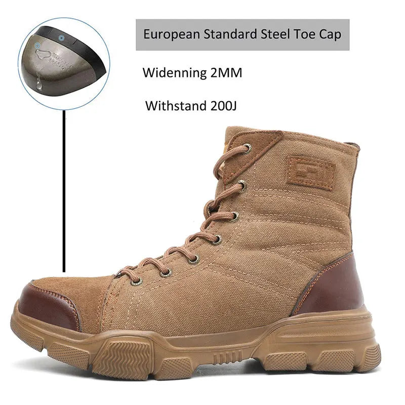 SUADEX Men Steel Toe Work Boots Indestructible Safety Shoes