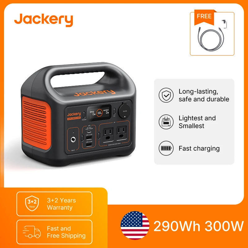 Jackery Explorer 300 Portable Power Station With Extension Cord