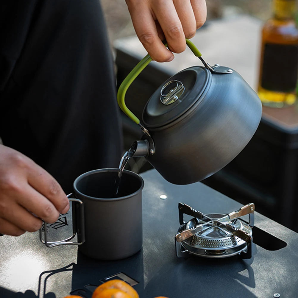 APWIKOGER Camping Cookware Set 3 Piece Pot Pan Kettle Kit