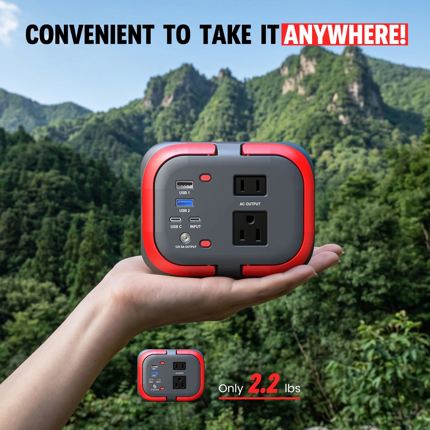 Zerokor 120W Portable Power Station AC Outlet USB C LED