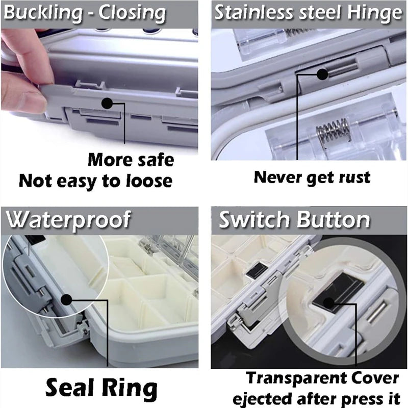 Fishing Tackle Boxes Waterproof Storage Bait Box Dual Opening
