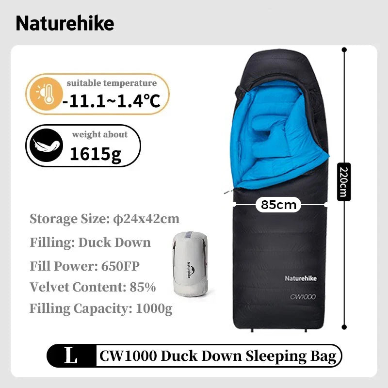Naturehike CW700 Ultralight Winter Duck Down Sleeping Bag 650FP Waterproof