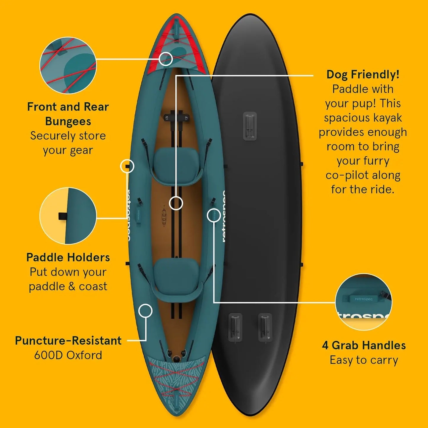 Inflatable Tandem Kayak For Adults Includes Paddle Pump