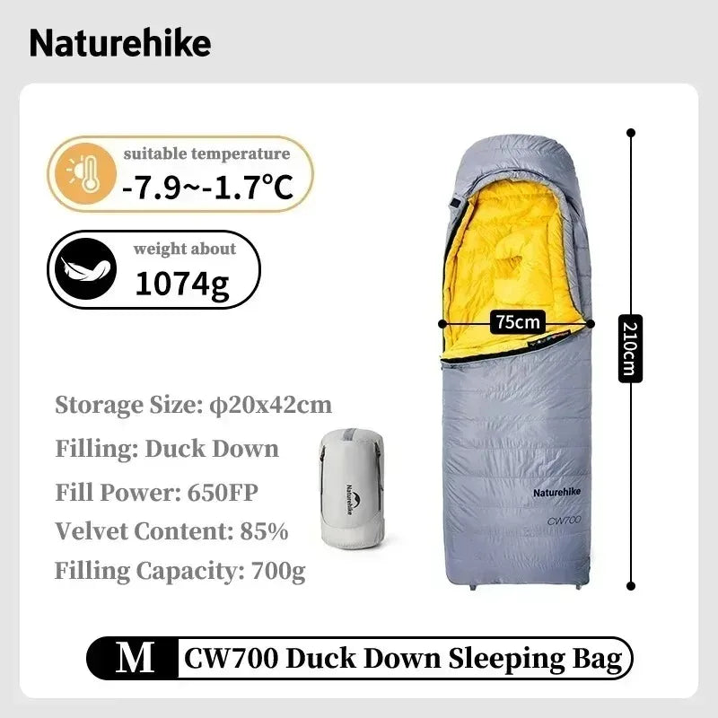 Naturehike CW700 Ultralight Winter Duck Down Sleeping Bag 650FP Waterproof