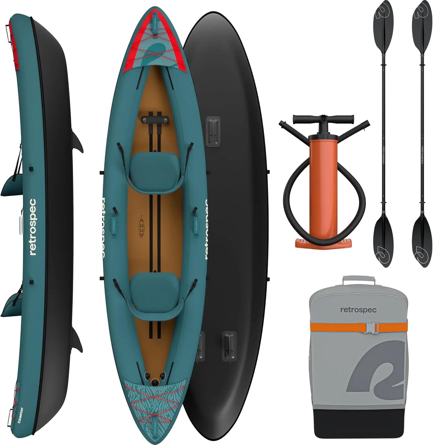 Inflatable Tandem Kayak For Adults Includes Paddle Pump