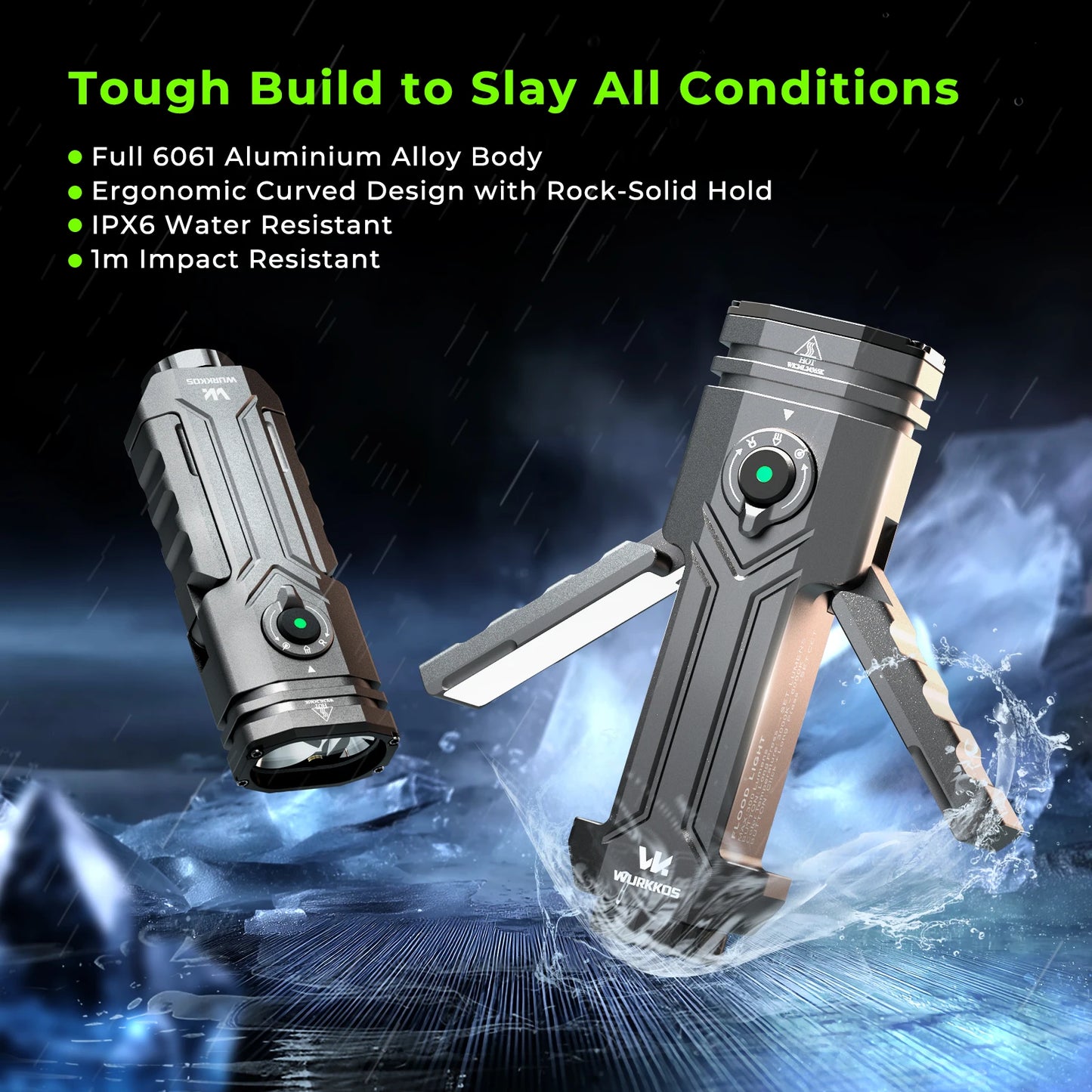 Wurkkos HD02 LED Flashlight Rechargeable Magnetic Folding Torch for Camping