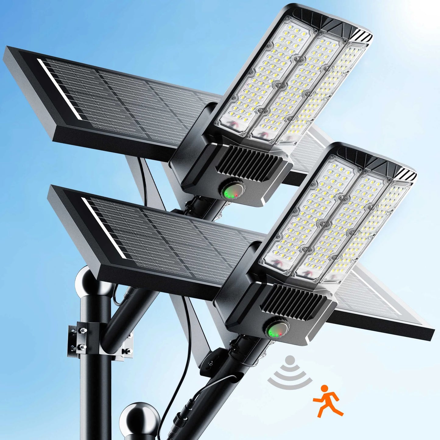 Solar LED Parking Lot Light With Motion Sensor Monocrystalline Panel