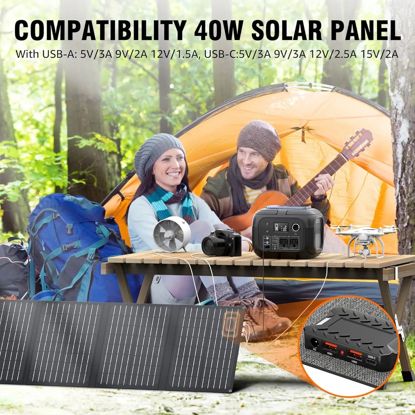 SinKeu 300W 260Wh Portable Power Station With 40W Solar