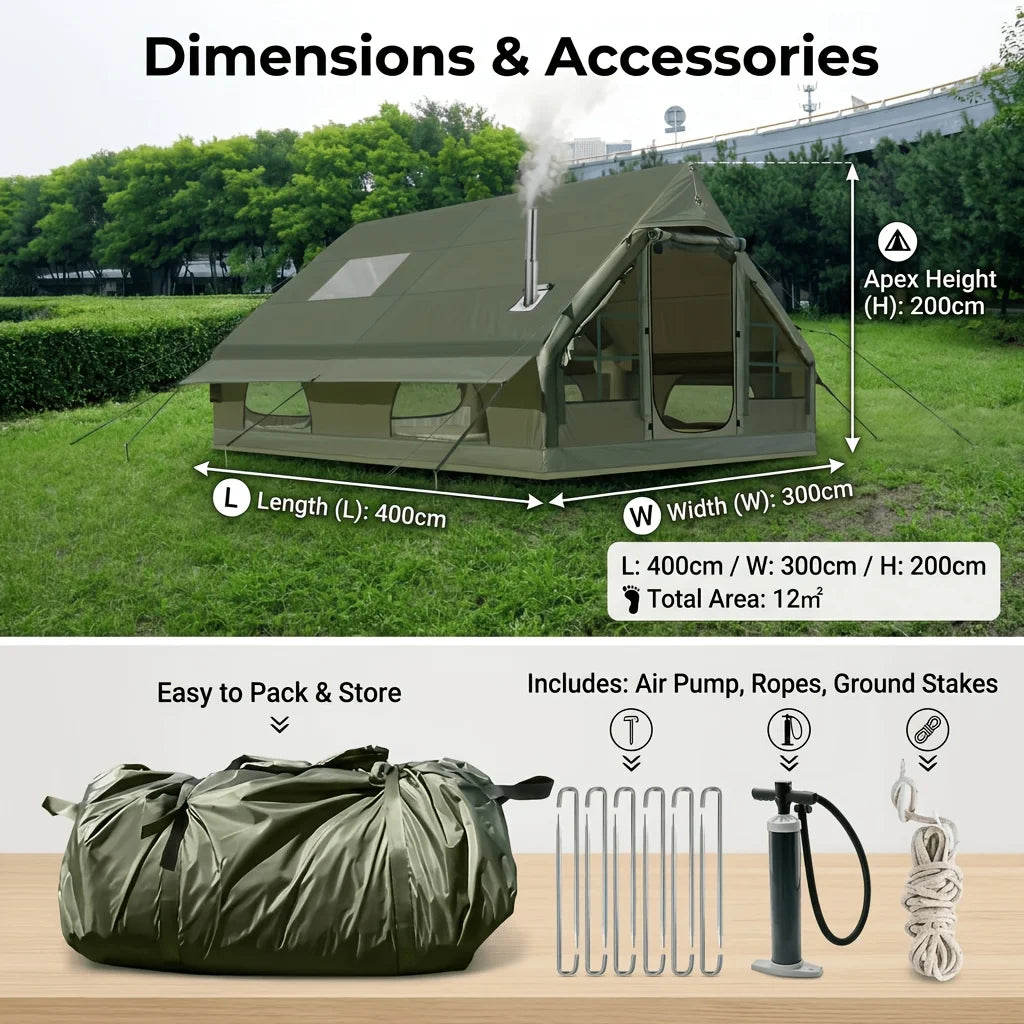 Inflatable Outdoor Tent Eight-Person Three-Season Weatherproof Shelter