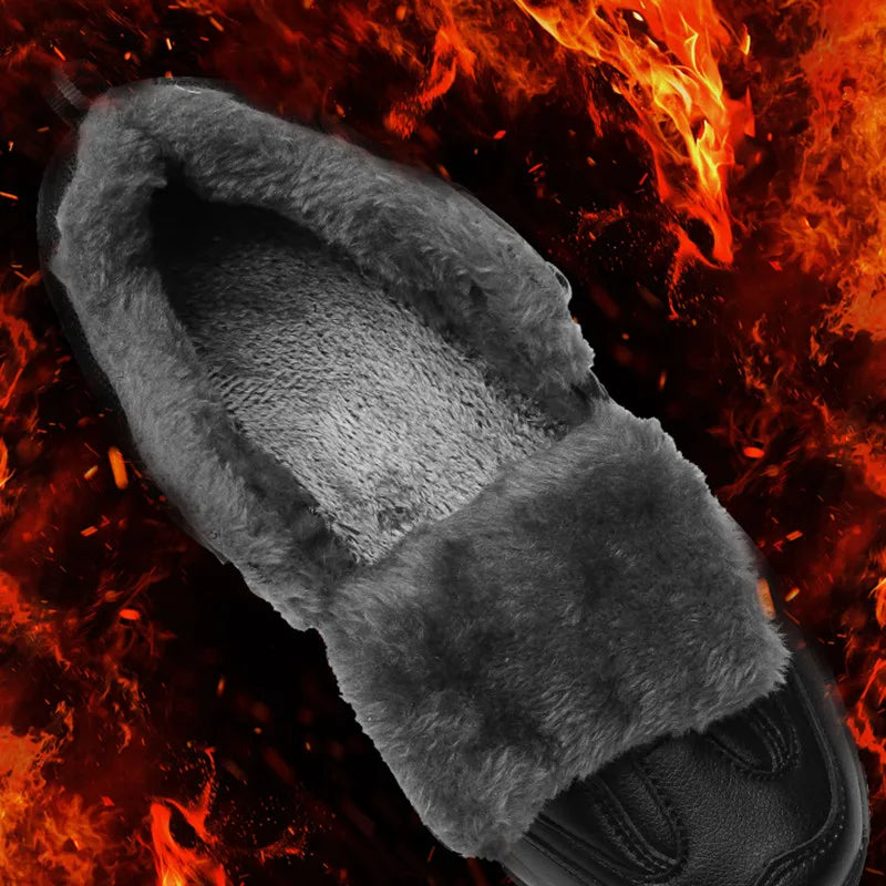 Senlongbaocn Winter Mens Snow Boots Leather Waterproof