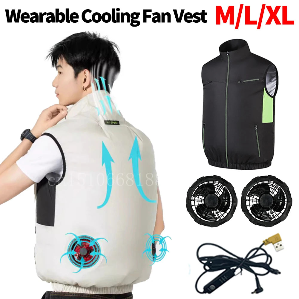 Cooling Vest With Wearable Fan For Heat Relief For Workers