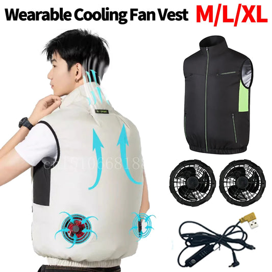 Cooling Vest With Wearable Fan For Heat Relief For Workers